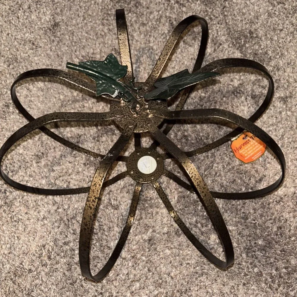 Foldable Metal Pumpkin Halloween Thanksgiving Fall KIP Candle Holder Harvest VTG